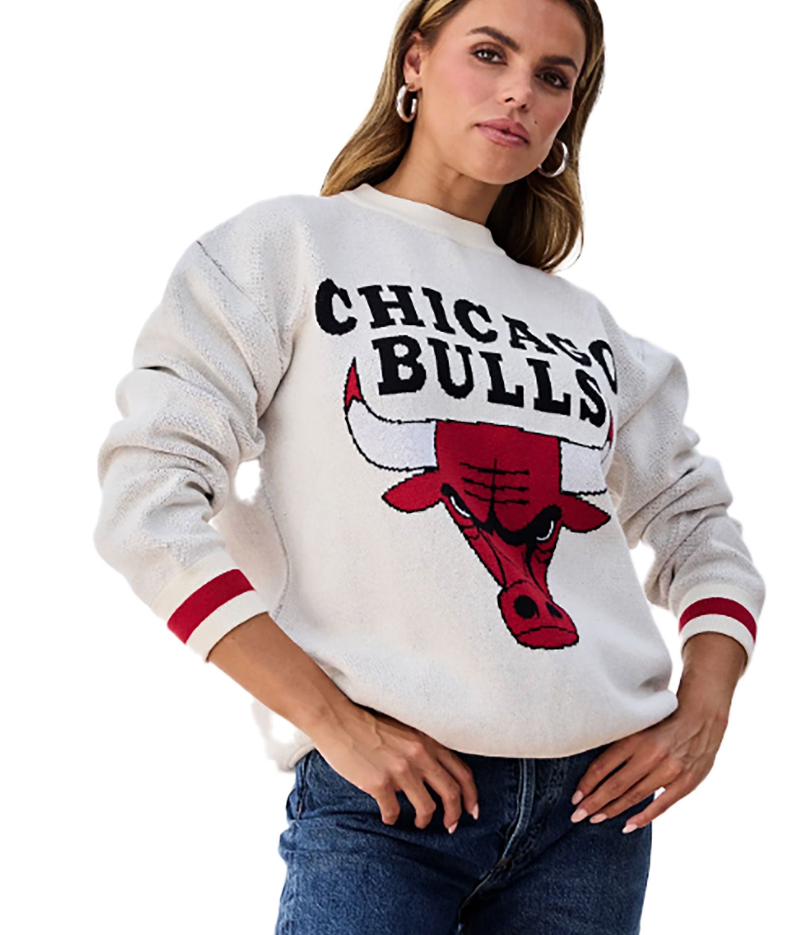 Terez Women Chicago Bulls Sugar Swizzle Sweater Womens Casual Tops Terez   