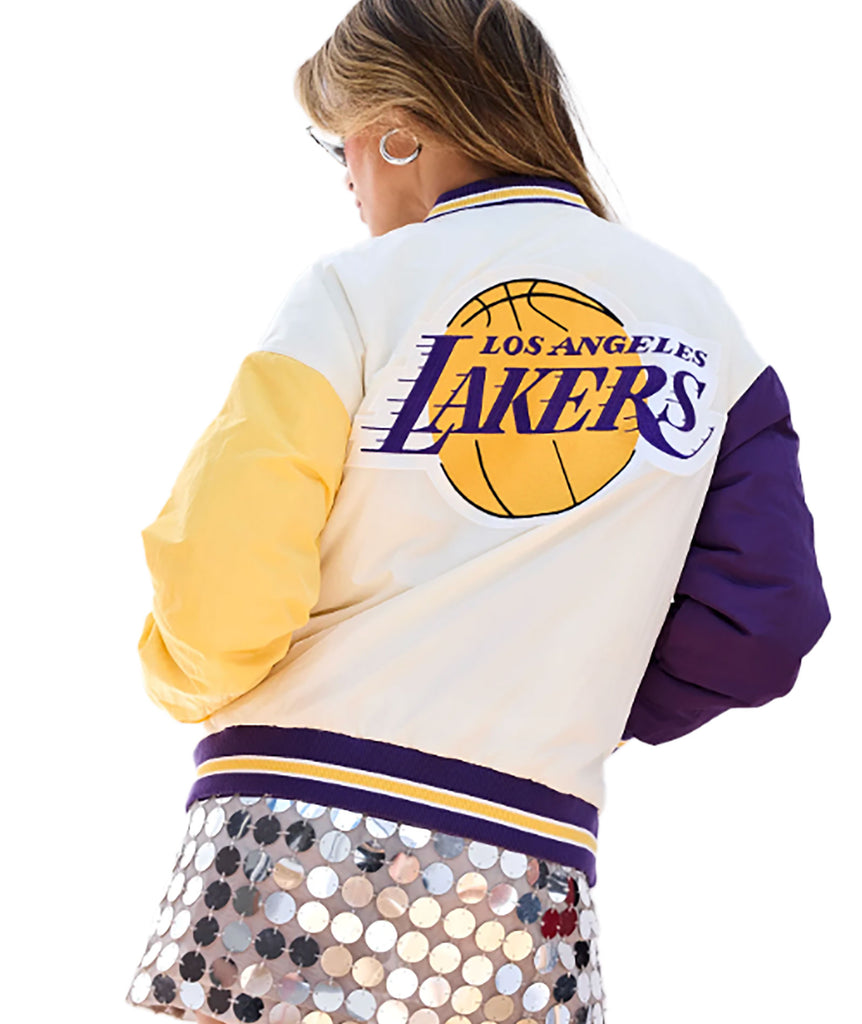 Terez Women LA Lakers Team Colors Bomber Jacket Womens Casual Tops Terez   