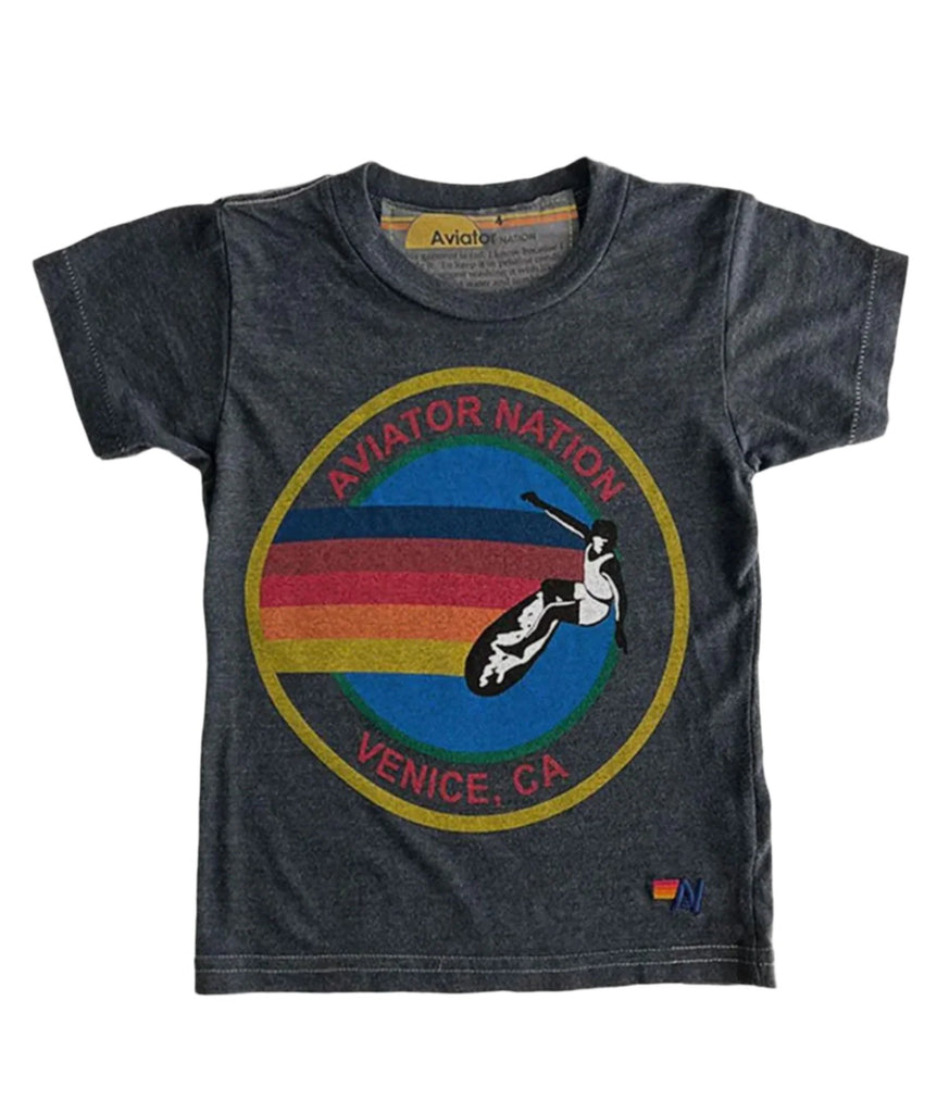 Aviator Nation Kids Surfer Tee Girls Casual Tops Aviator Nation Charcoal Y/4 