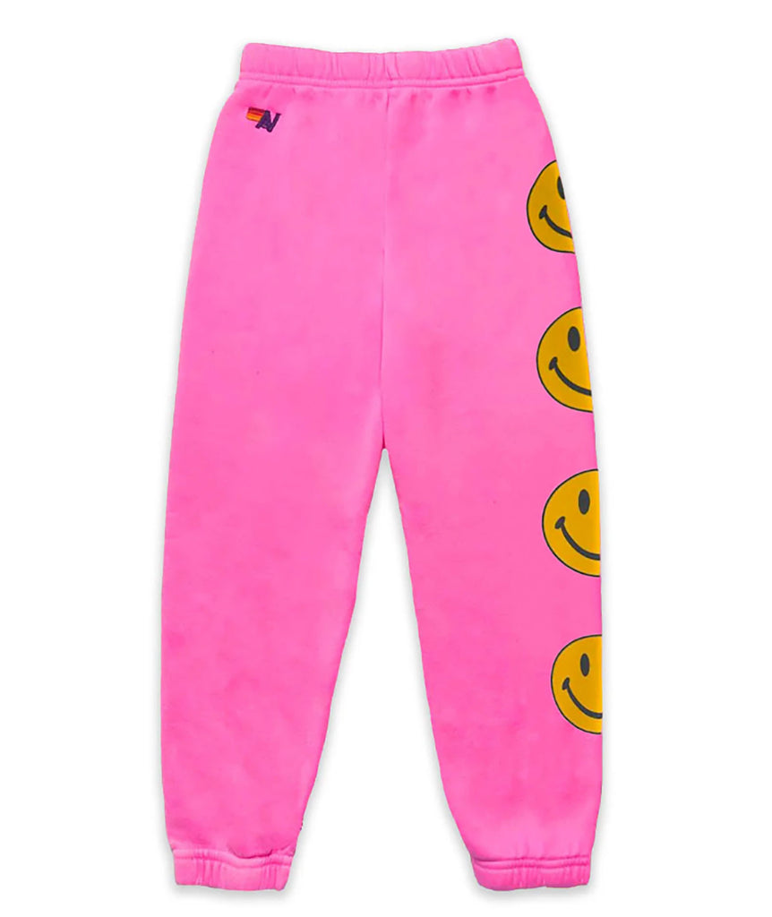 Aviator Nation Kids Smiley 2 Sweatpants Girls Casual Bottoms Aviator Nation Neon Pink Y/4 