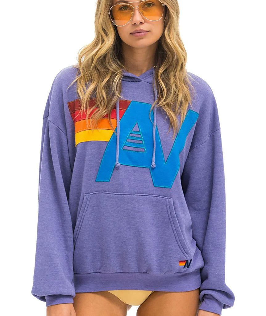 Aviator Nation Women Logo Stitch Pullover Hoodie Lavender Womens Casual Tops Aviator Nation   