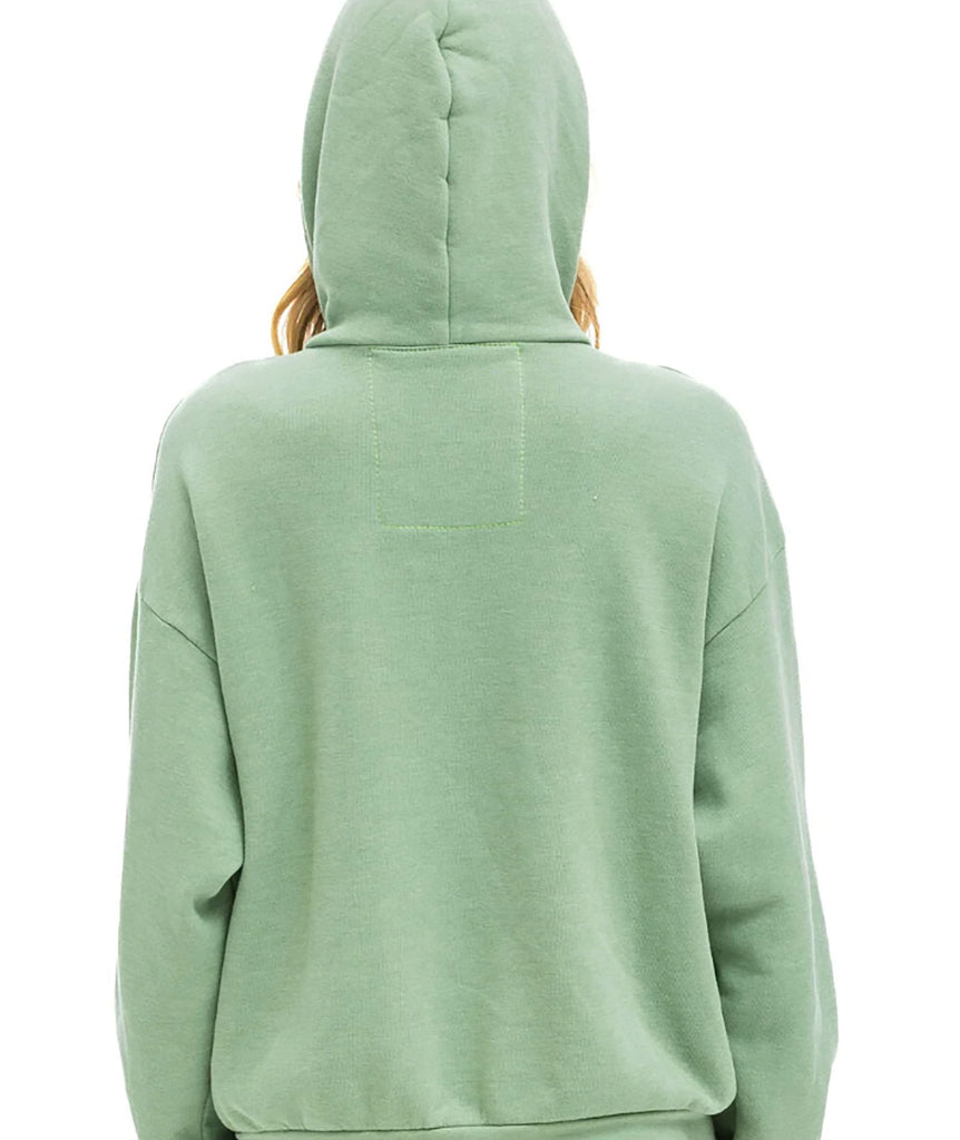 Aviator Nation Women Logo Stitch Pullover Hoodie Sage Womens Casual Tops Aviator Nation   