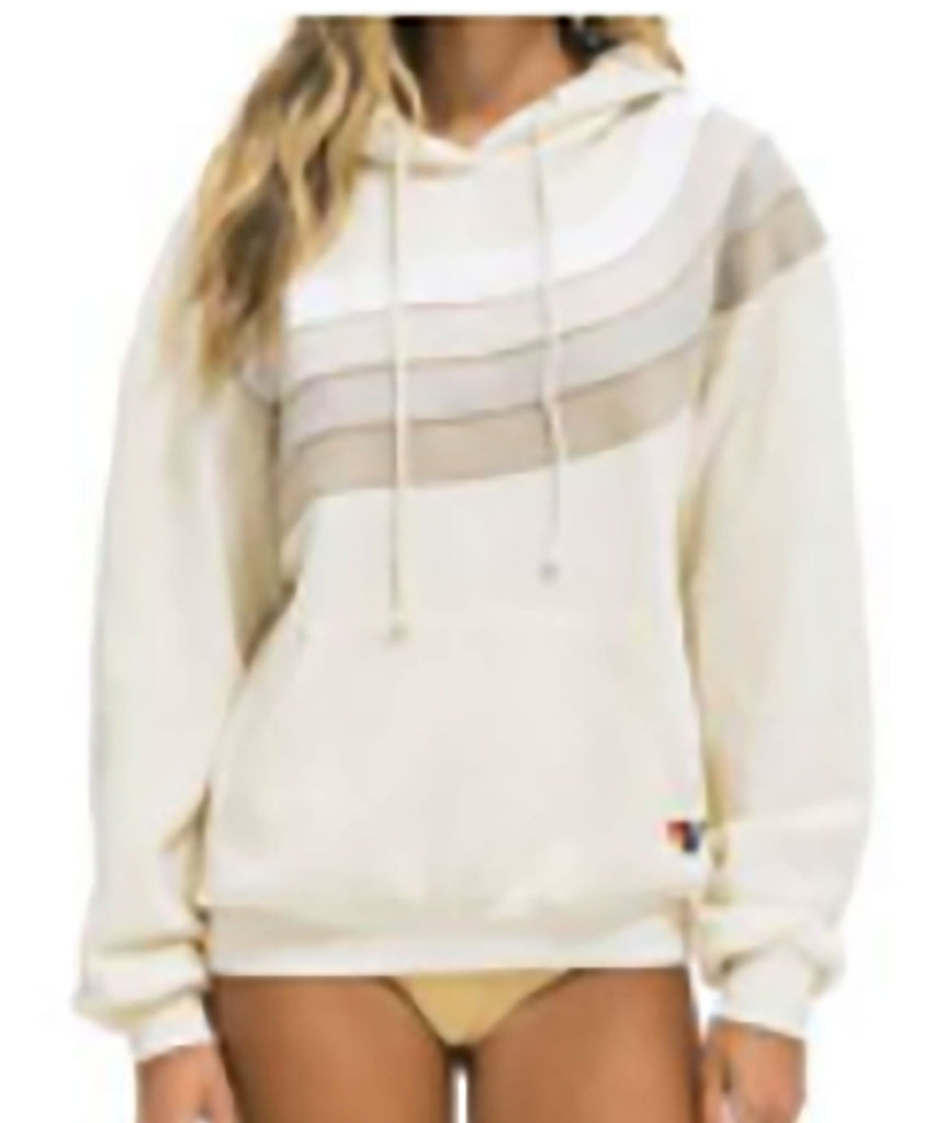 Aviator Nation Women Wave Stripe Relaxed Pullover Hoodie Vintage White Womens Casual Tops Aviator Nation   