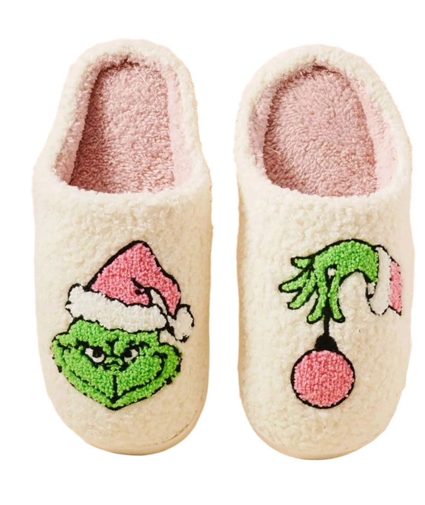 Cozy Kids Slippers Feeling Grinchy Accessories Frankie's Exclusives   