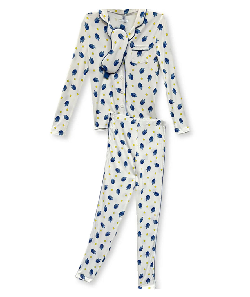 Katie J NYC Juniors Dreidel Maia PJ Pants Set With Eye Mask Accessories Katie J NYC   