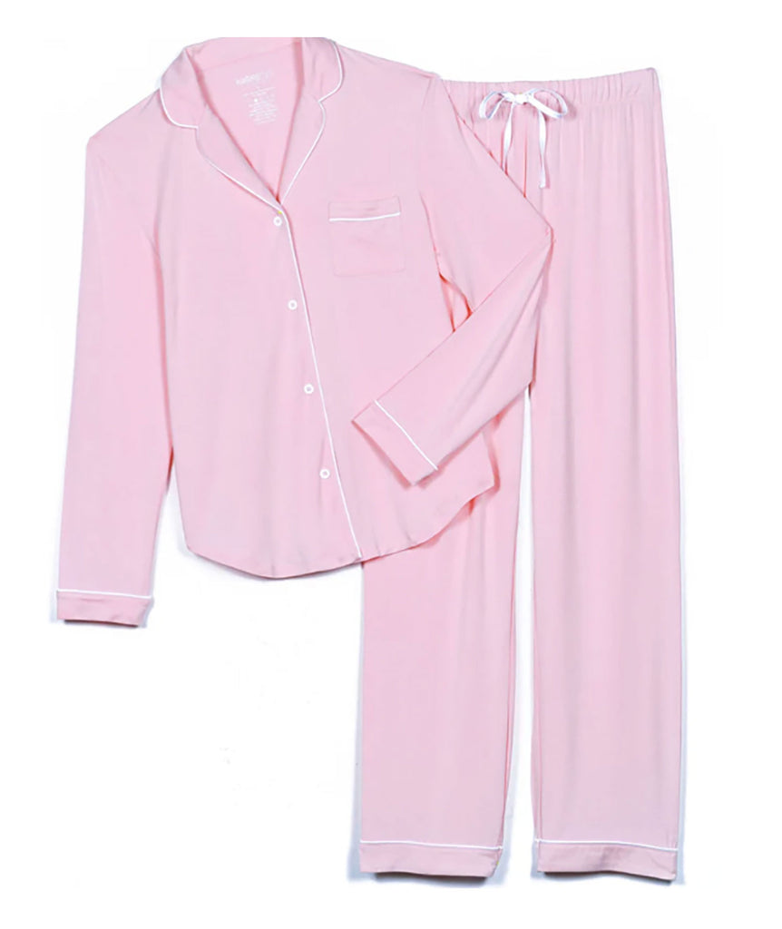 Katie J NYC Juniors Baby Pink/White Maia Pants PJ Set Accessories Katie J NYC   