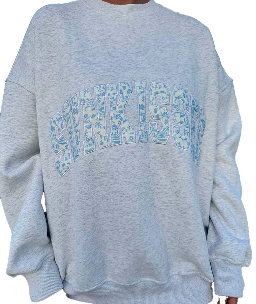 Sunkissed Coconut Juniors Floral Sunkissed Sweatshirt Pearl Grey Womens Casual Tops Frankie's Exclusives   