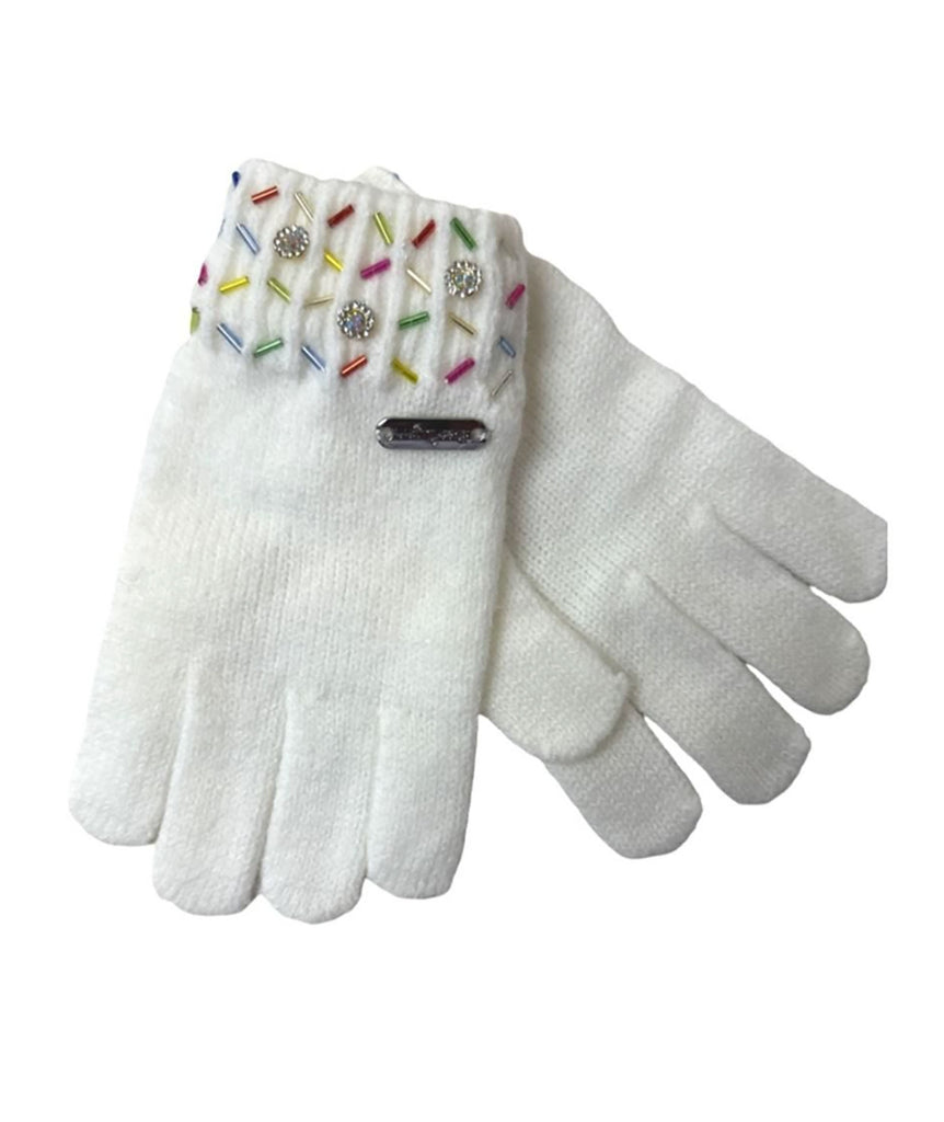 Bari Lynn Sprinkle Winter Gloves Accessories Bari Lynn Ivory One Size Fits Most (Y/7-Y/14) 