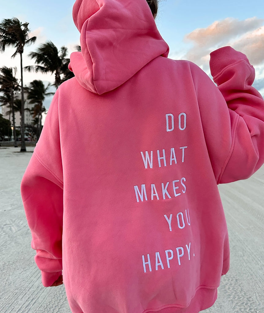 Sunkissed Coconut Juniors Embroidered Do What Makes You Happy Hoodie Womens Casual Tops Frankie's Exclusives   