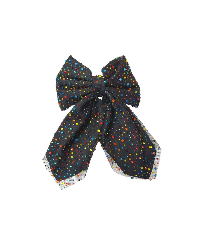 Bari Lynn Jewelled Tulle Bow Clip Accessories Bari Lynn Black One Size Fits Most (Y/7-Y/14) 