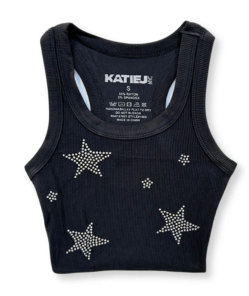 Katie J NYC Girls Black/Silver Stars Livi Tank Girls Casual Tops Katie J NYC   