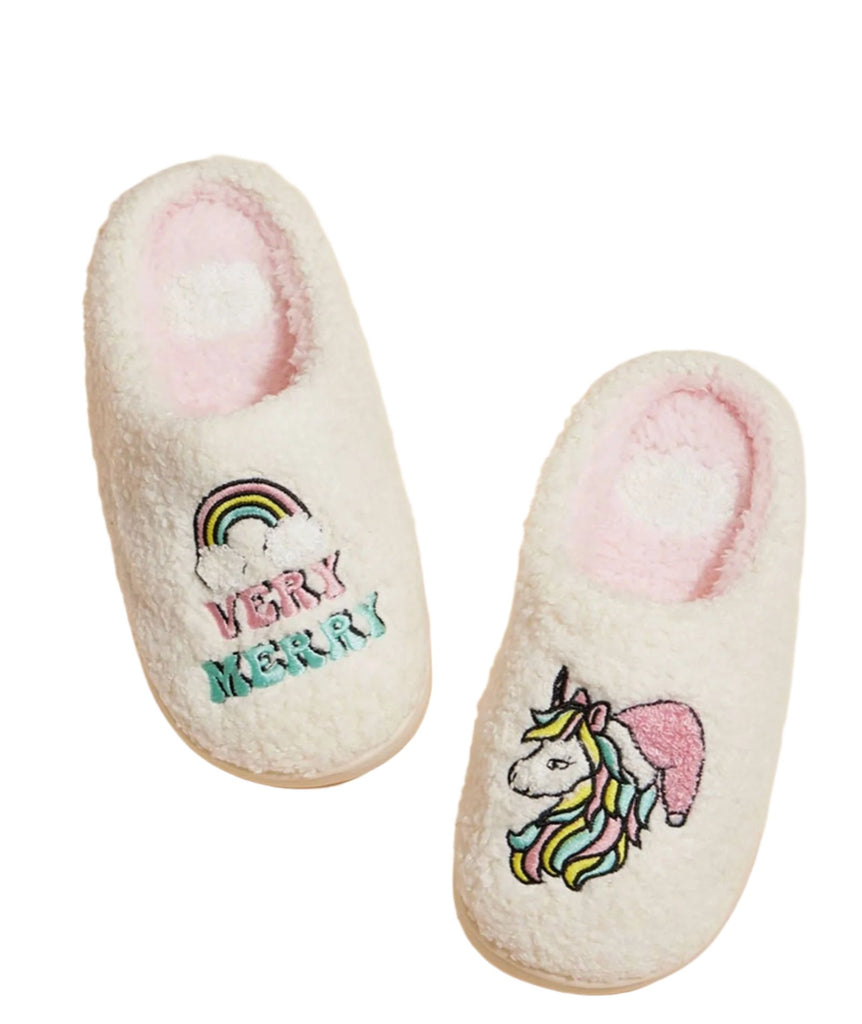 Cozy Kids Slippers Merry Unicorns Accessories Frankie's Exclusives   