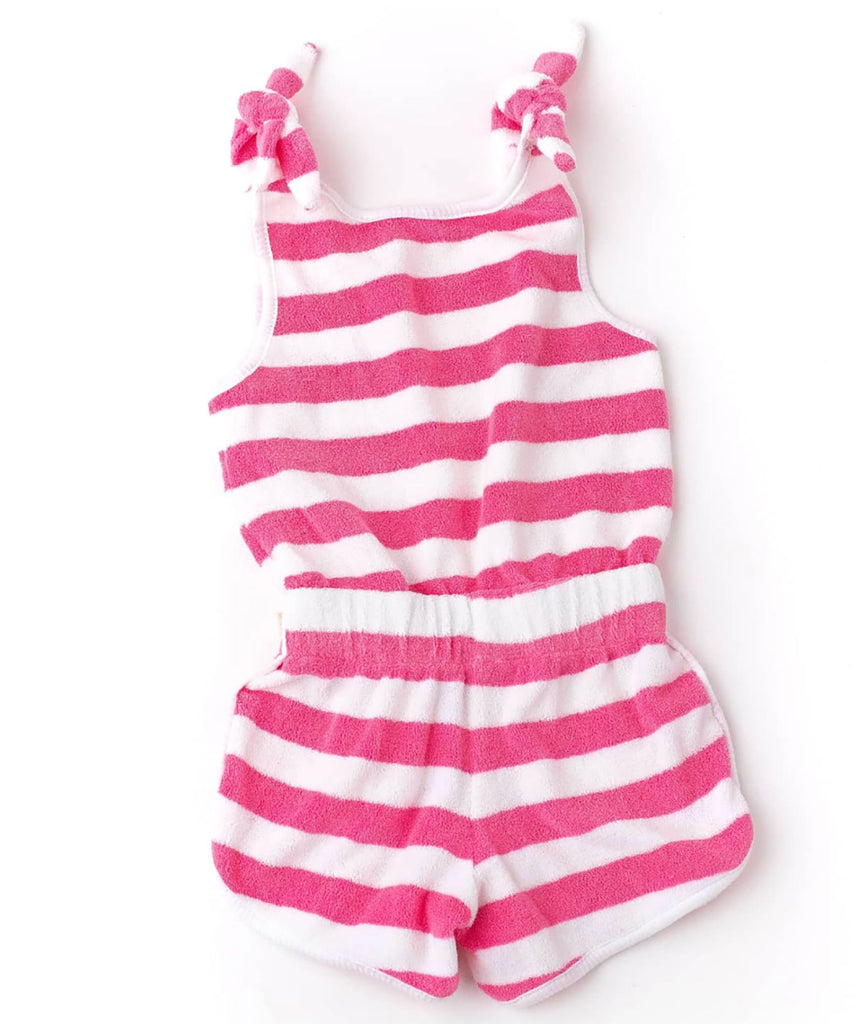 Shade Critters Girls Pink Striped Terry Romper Girls Casual Bottoms Shade Critters