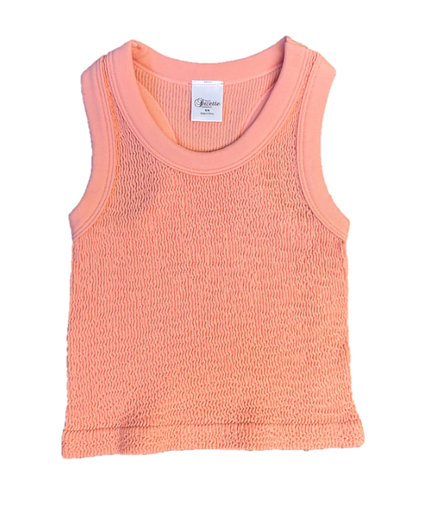 Rosie Smocked Tank Girls Girls Casual Tops Suzette Neon Coral Y S/M (8-10)