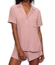 Eberjey Women Gisele Rib Relaxed Short PJ Set Pale Mauve Accessories Eberjey Pink Juniors/Women XS