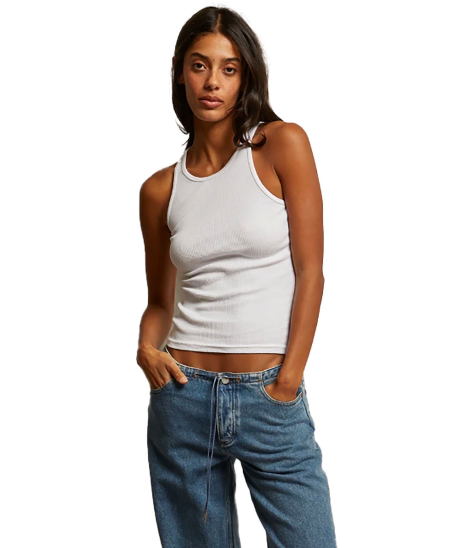 Perfect White Tee Women Kravitz Fine Rib Tank Womens Casual Tops Perfect White Tee White Juniors/Women XS