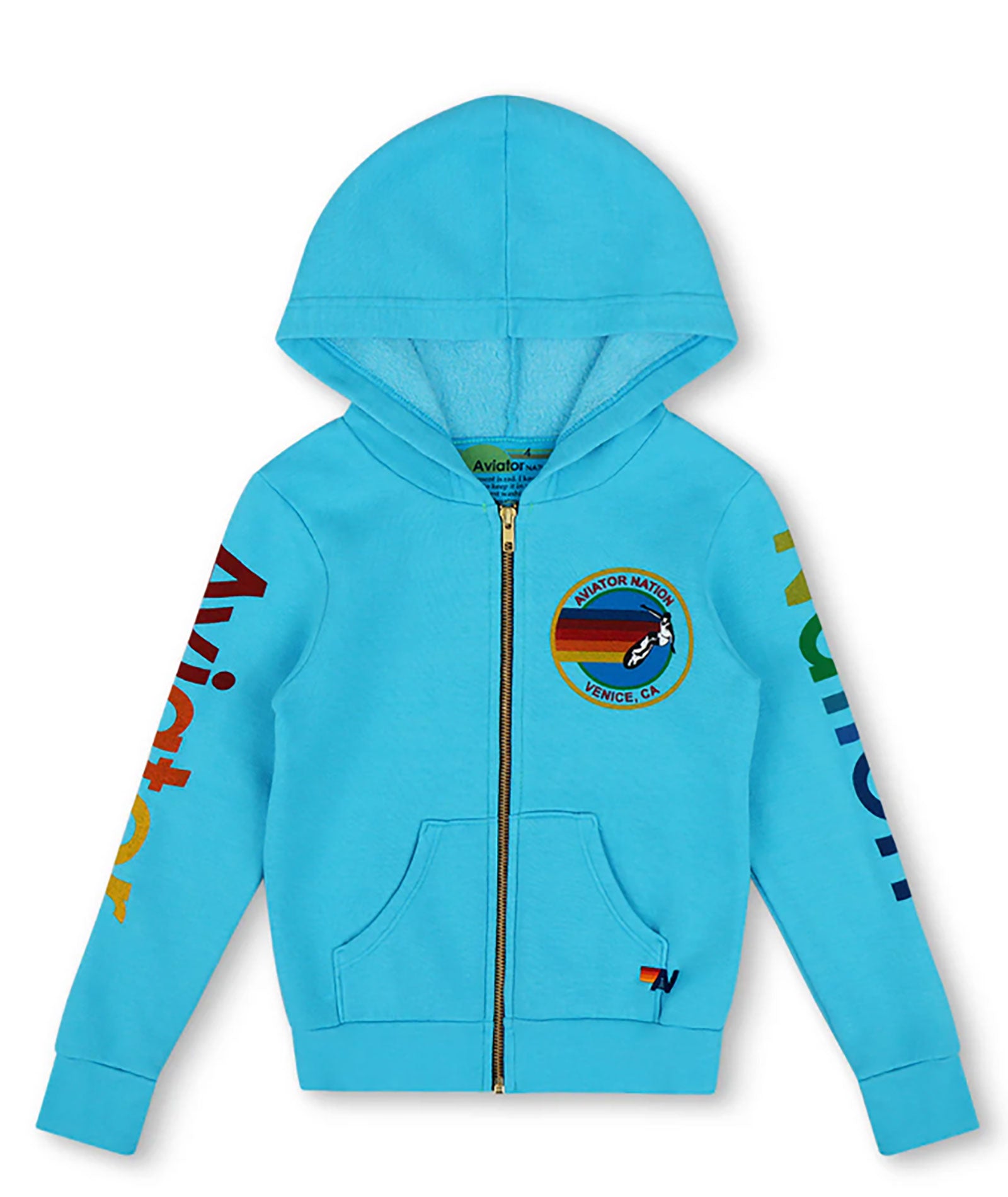 Aviator Nation Kids Venice Zip Hoodie Girls Casual Tops Aviator Nation Neon Blue Y/4