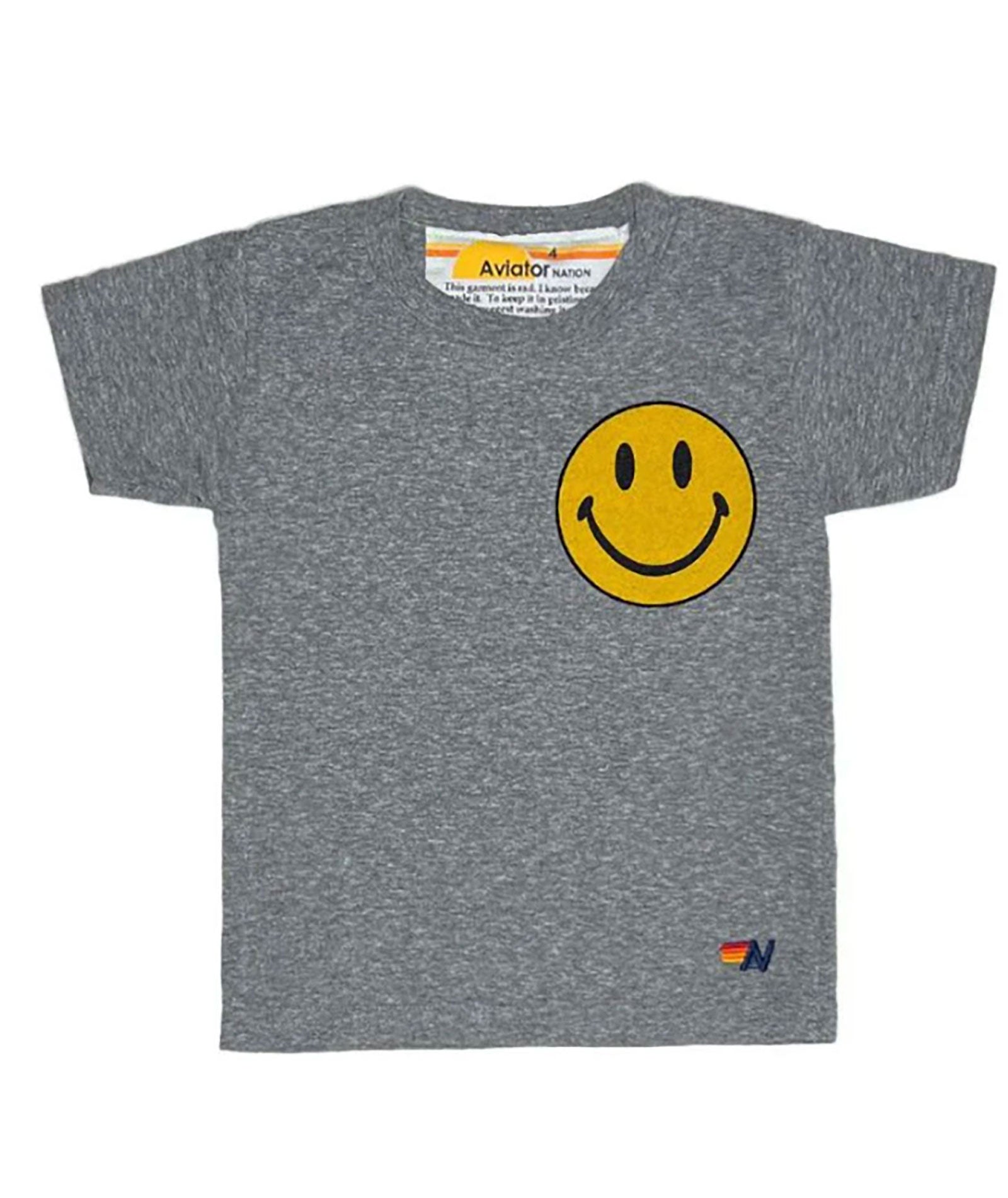 Aviator Nation Kids Smiley 2 Tee Girls Casual Tops Aviator Nation Heather Grey Y/4