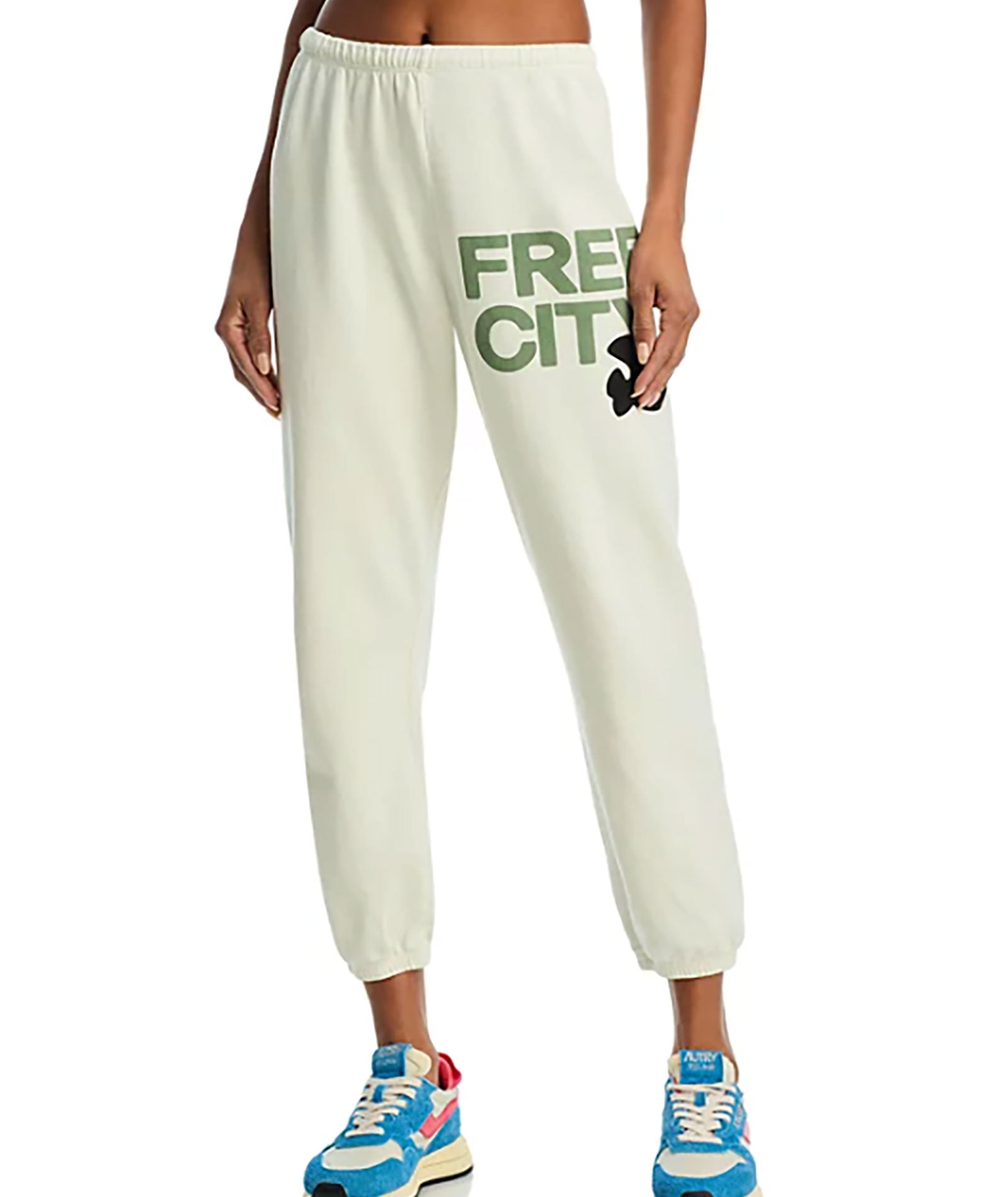 FREECITY Women Large Sweatpants Creamy Army Womens Casual Bottoms FREECITY Ivory Juniors/Women XS