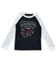 Rowdy Sprout Girls Rolling Stones Rib Long Sleeve Baseball Tee Distressed/seasonal girls Rowdy Sprout Black Y/XS (6X)