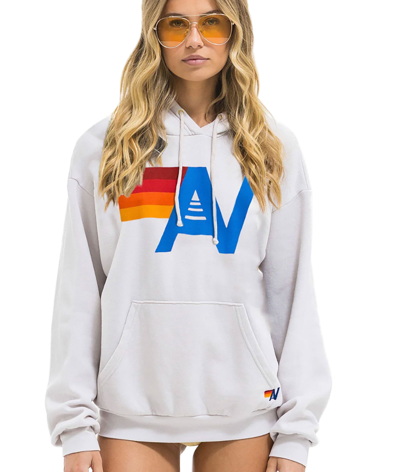 Aviator Nation Women Logo Relaxed Pullover Hoodie Girls Casual Tops Aviator Nation Dove Grey Juniors/Women XS