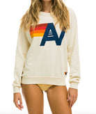 Aviator Nation Women Logo Crew Sweatshirt Womens Casual Tops Aviator Nation Vintage White Juniors/Women XS