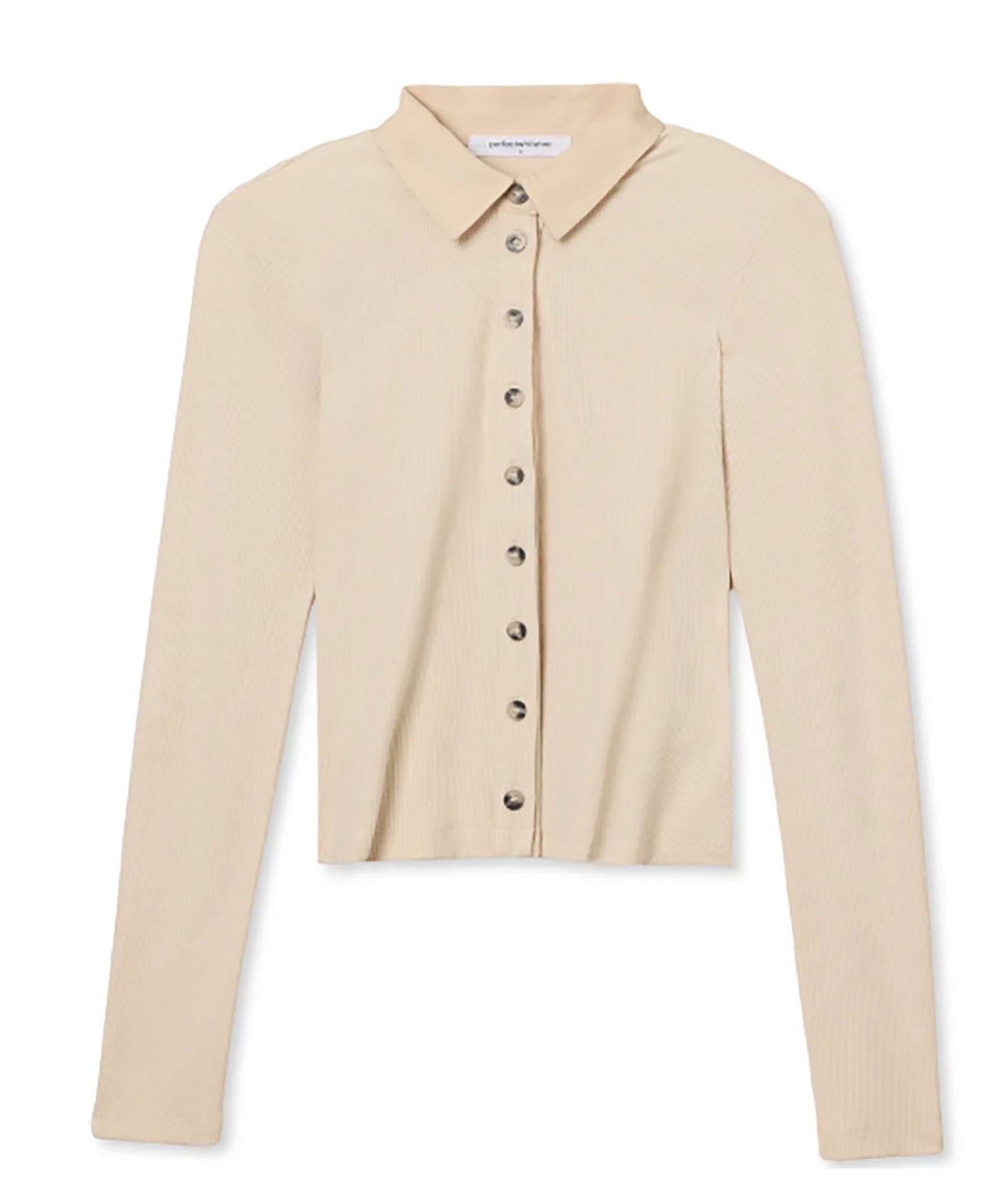 Perfect White Tee Women Amee Luxe Rib Long Sleeve Polo Womens Casual Tops Perfect White Tee Sugar Juniors/Women XS