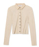 Perfect White Tee Women Amee Luxe Rib Long Sleeve Polo Distressed/seasonal womens Perfect White Tee Sugar Juniors/Women XS