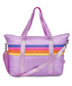 Retro Stripe Puffer Tote Bag Accessories Top Trenz Purple