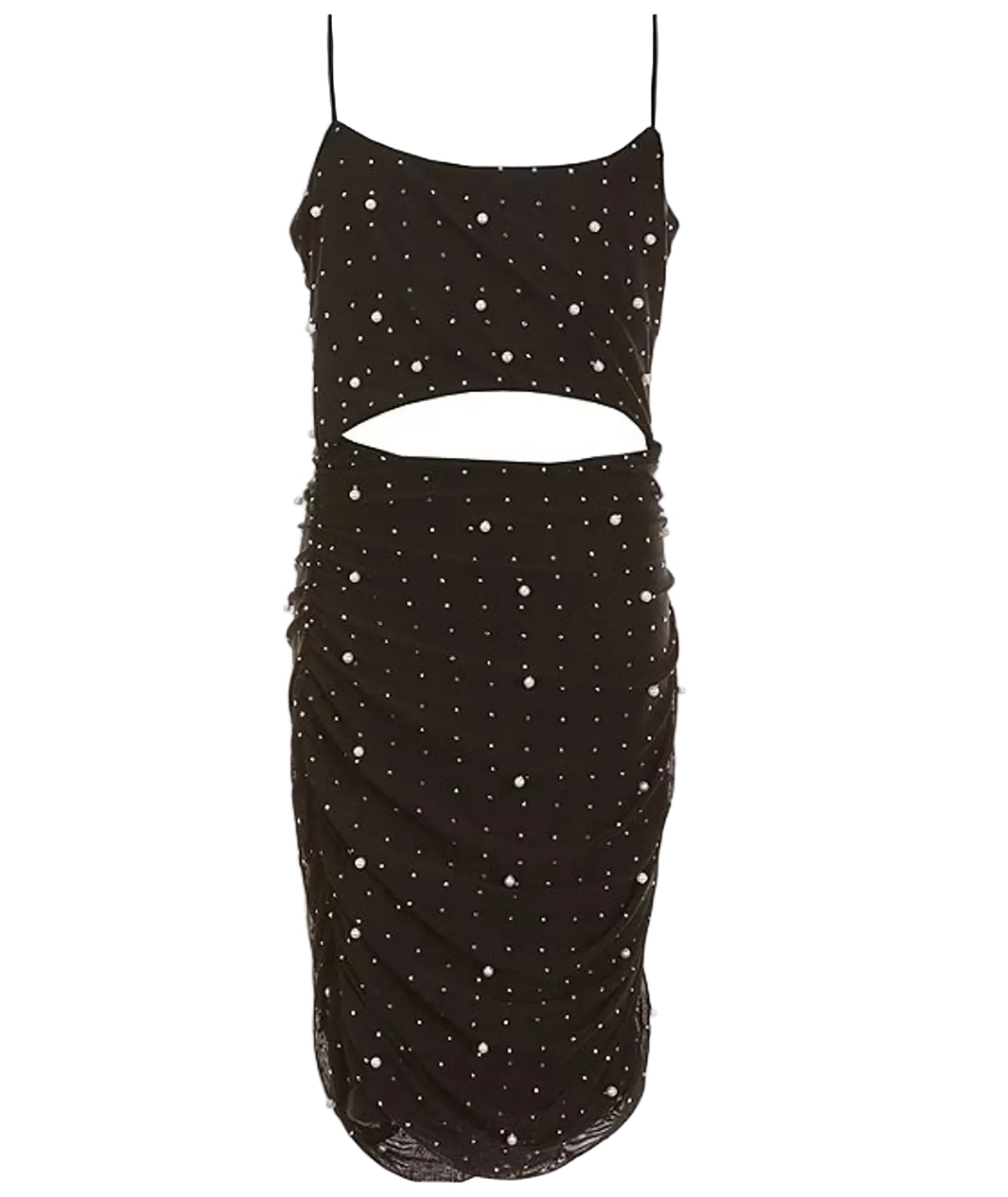 Theme Girls Maddison Black Pearl & Stud Mesh Cut Out Dress