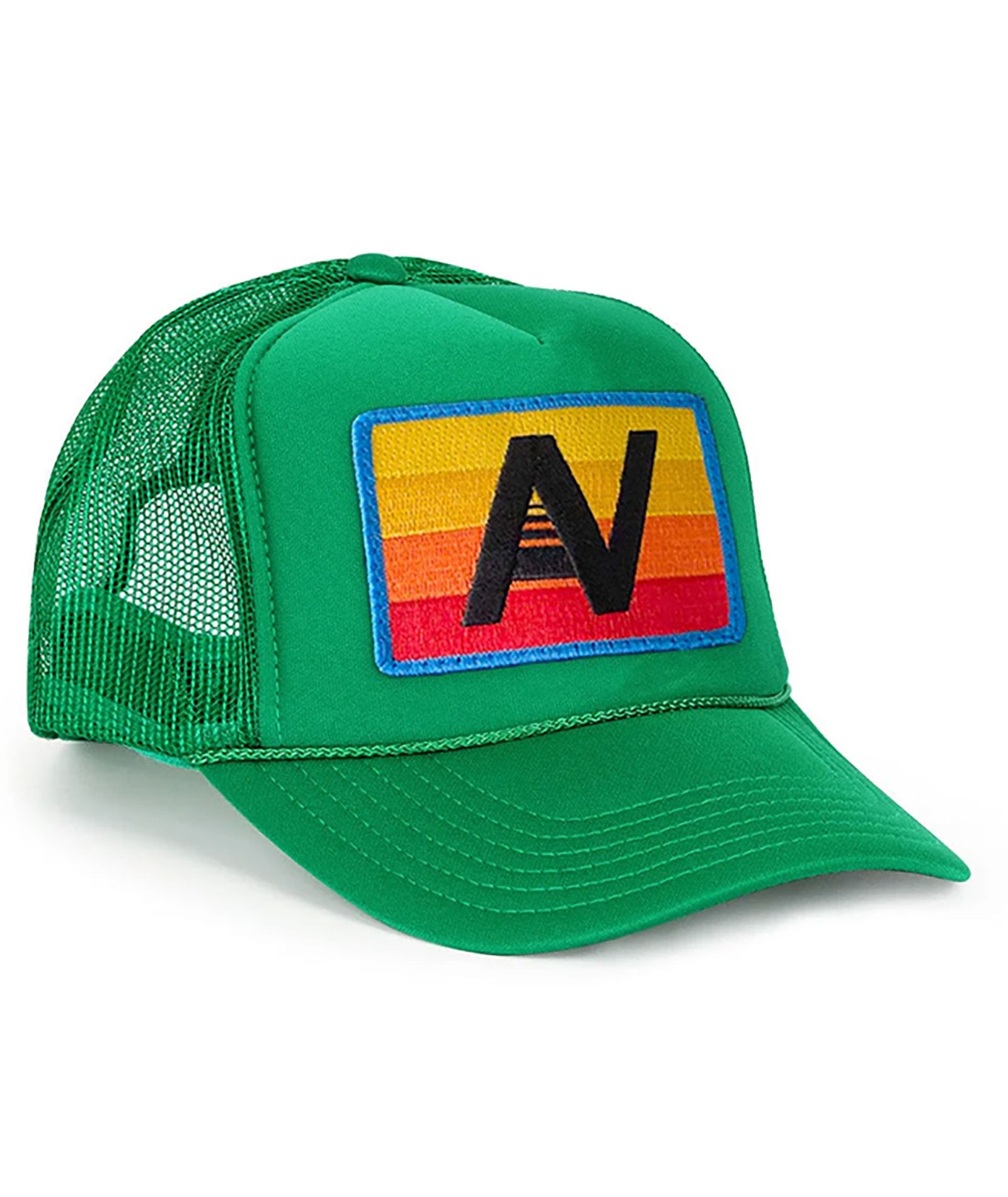 Aviator Nation Logo Rainbow Vintage Trucker Accessories Aviator Nation Juniors/Women One Size Fits Most Kelly Green