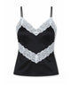 Theme Girls Margot Black With Cream Lace Satin Cami