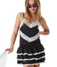 Theme Girls Gemma Black With Cream Lace Satin Ruffle Mini Skirt