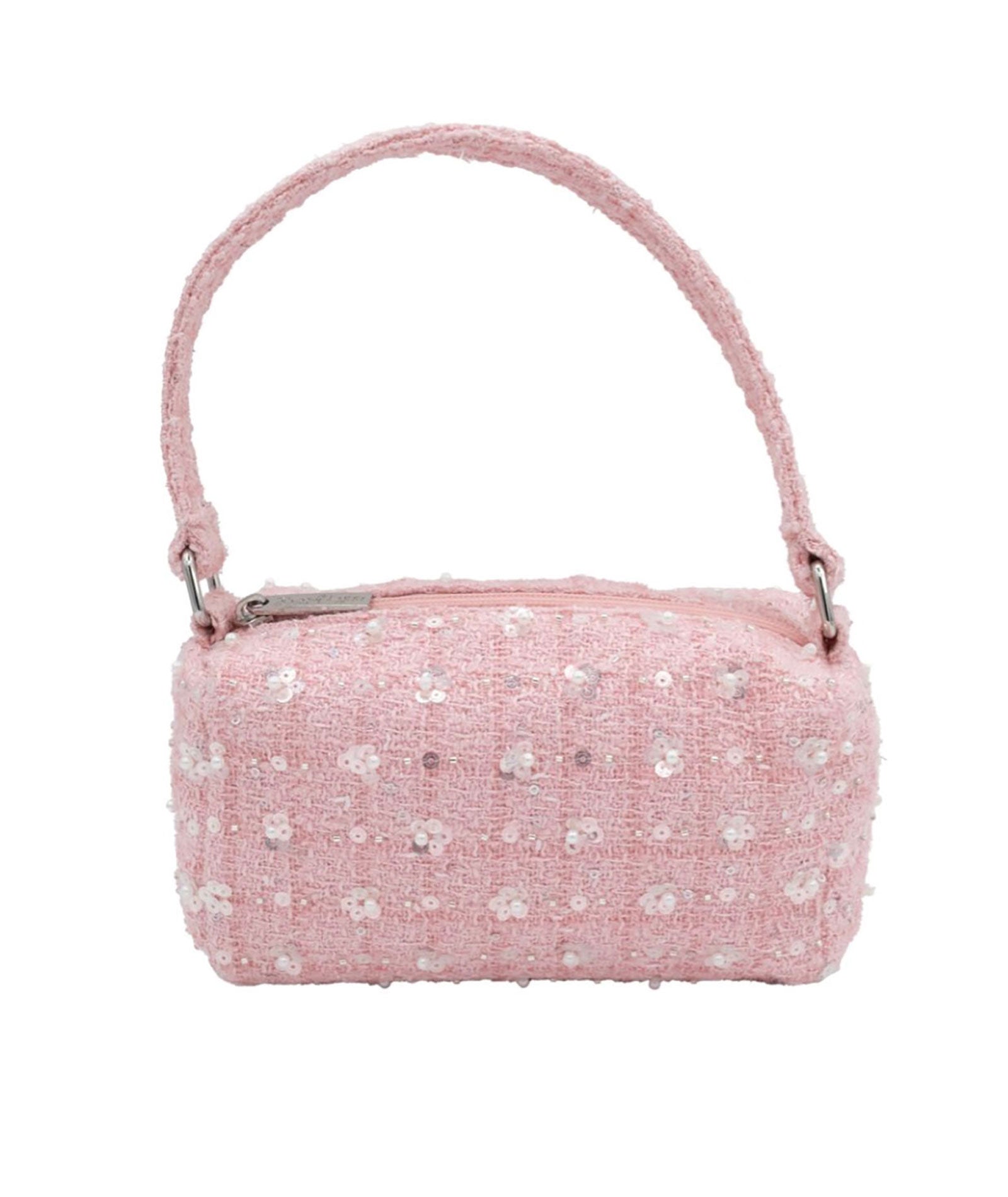Bari Lynn Serena Tweed Sequin Pearl Bag