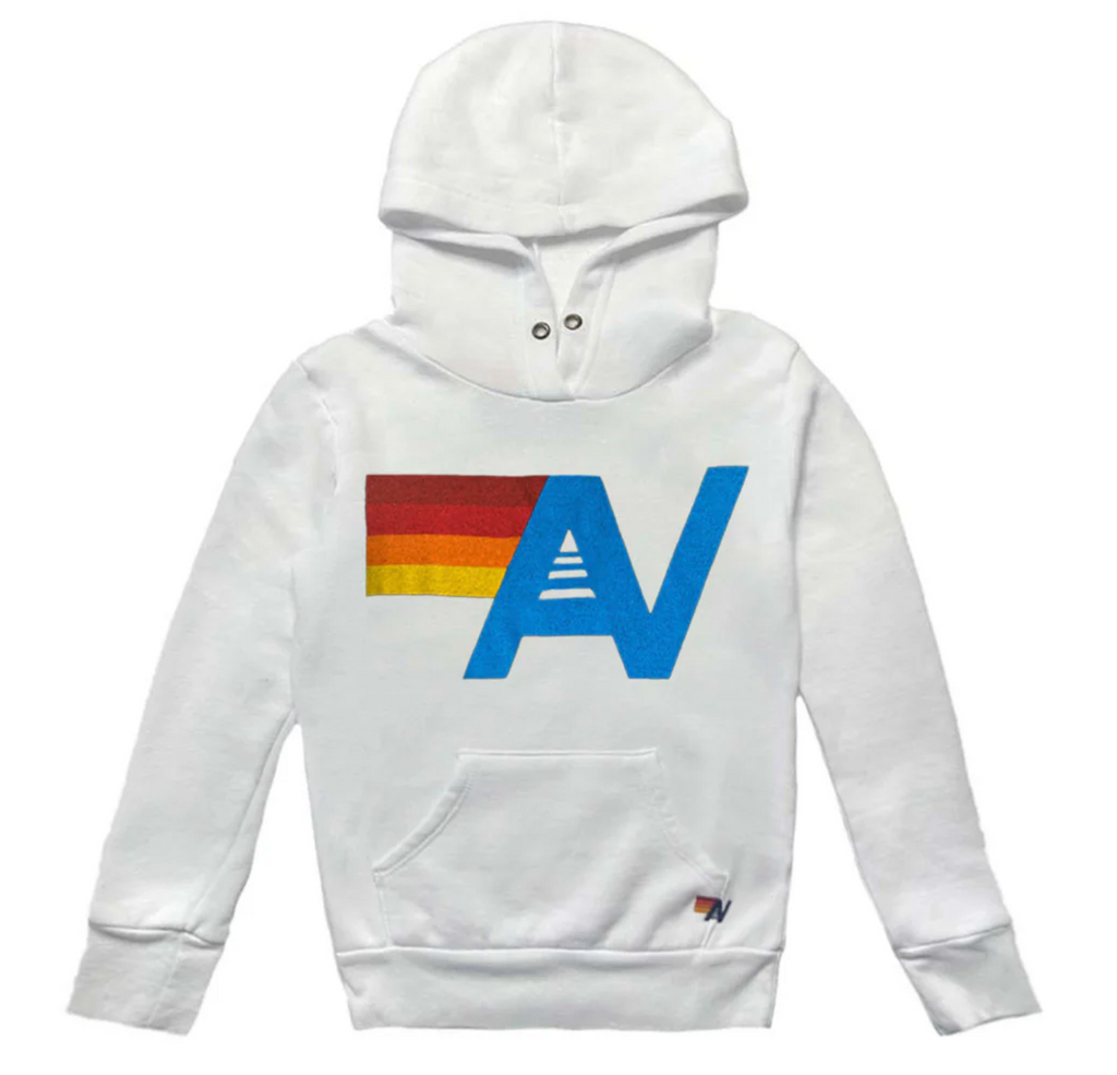 Aviator Nation Kids Logo Pullover Hoodie Girls Casual Tops Aviator Nation White Y/6