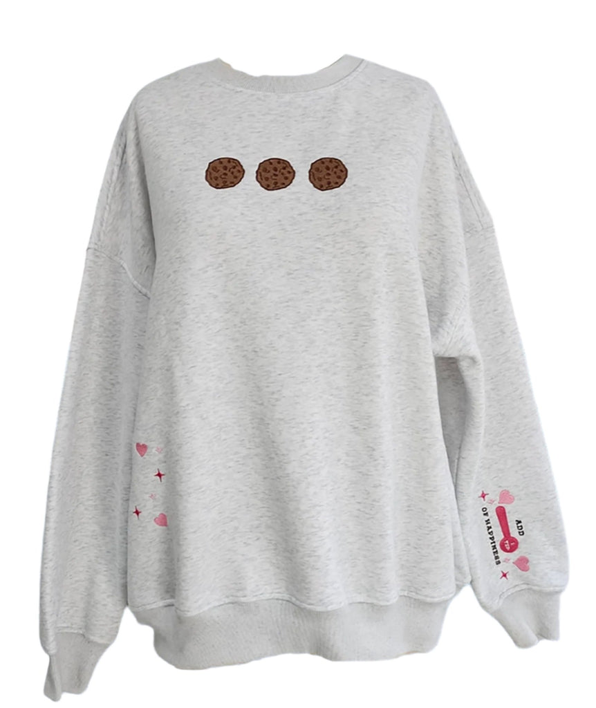 Sunkissed Coconut Juniors Embroidered Chocolate Chip Cookie Recipe Sweatshirt Womens Casual Tops Frankie's Exclusives   