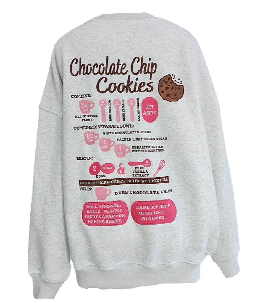 Sunkissed Coconut Juniors Embroidered Chocolate Chip Cookie Recipe Sweatshirt Womens Casual Tops Frankie's Exclusives   