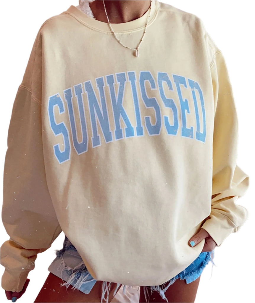 Sunkissed Coconut Juniors Embroidered Original Sunkissed Sweatshirt Womens Casual Tops Frankie's Exclusives   