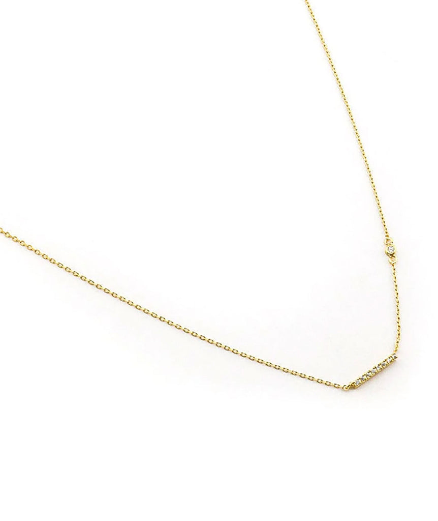 TAI Clear CZ Gold Bar Necklace Jewelry - Trend TAI   