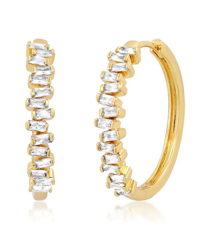 TAI Gold Baguette CZ Hoop Jewelry - Trend TAI   