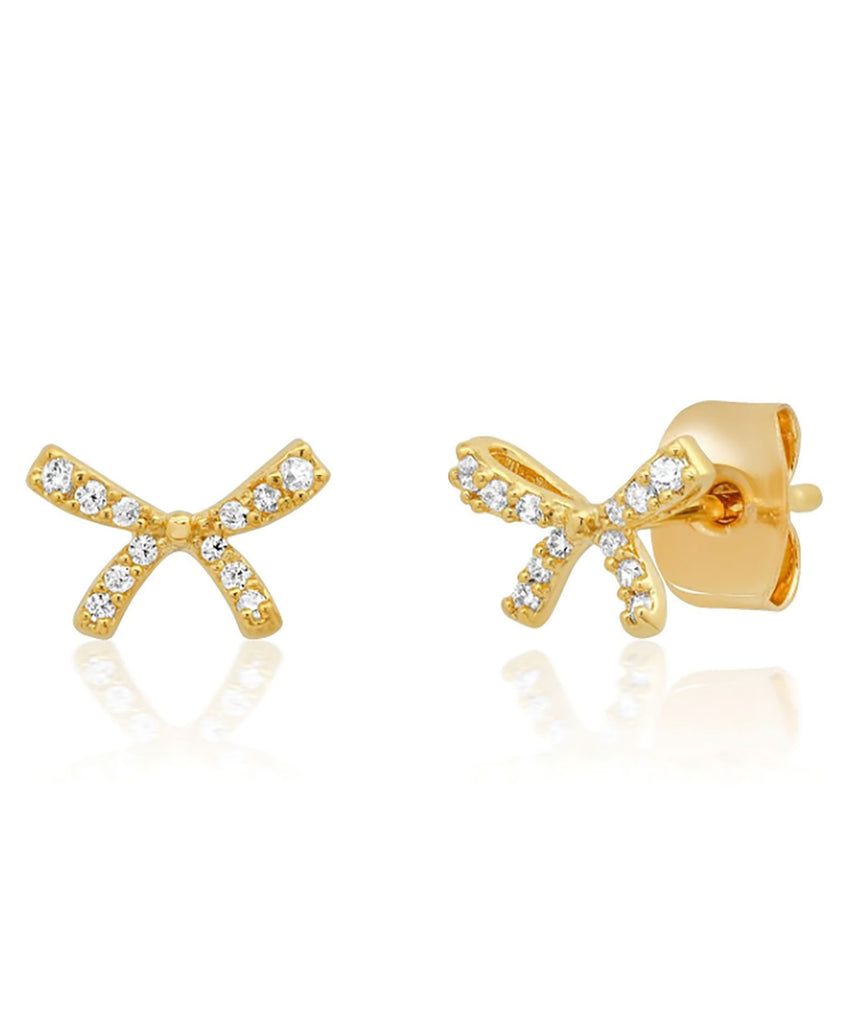 TAI Gold Pave Bows Studs Jewelry - Trend TAI   