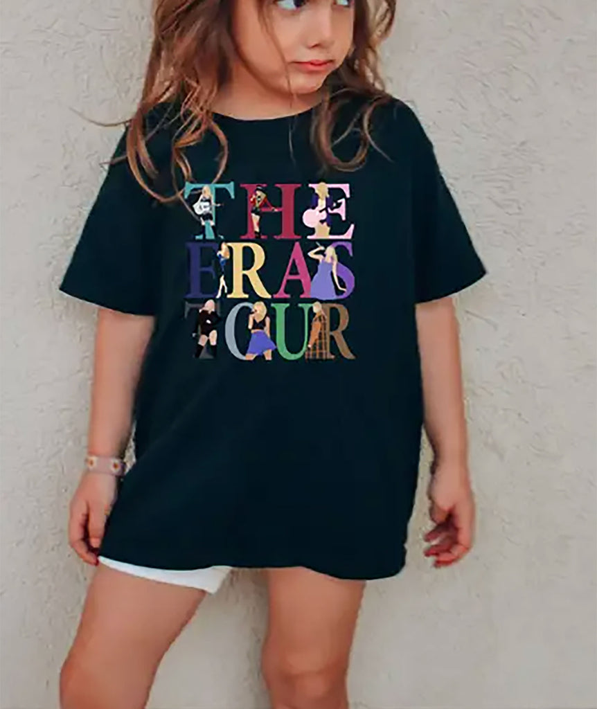 Taylor Swift Kids The Eras Tour Icons Words Tee Girls Casual Tops Frankie's Exclusives   