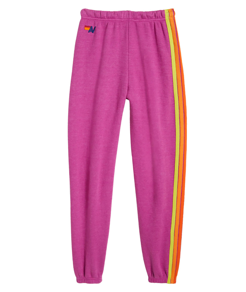 Aviator Nation Women 5 Stripe Sweatpants Magenta/Orange Yellow Sale 2024 Aviator Nation