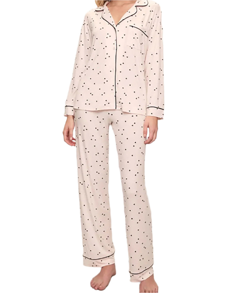 Eberjey Women Gisele Printed Long PJ Set Little Heart Sorbet Accessories Eberjey