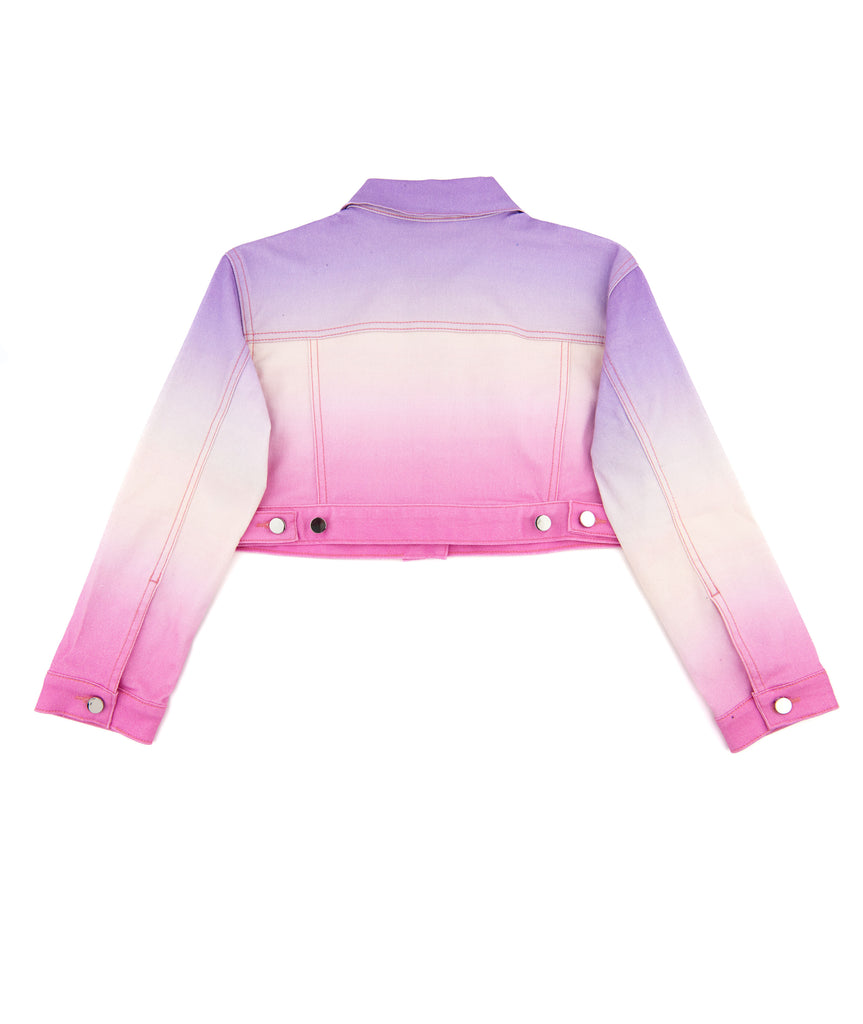 Theme Girls Crosby Cropped Jacket Purple White Pink Ombre Distressed/seasonal girls Theme-NYC   