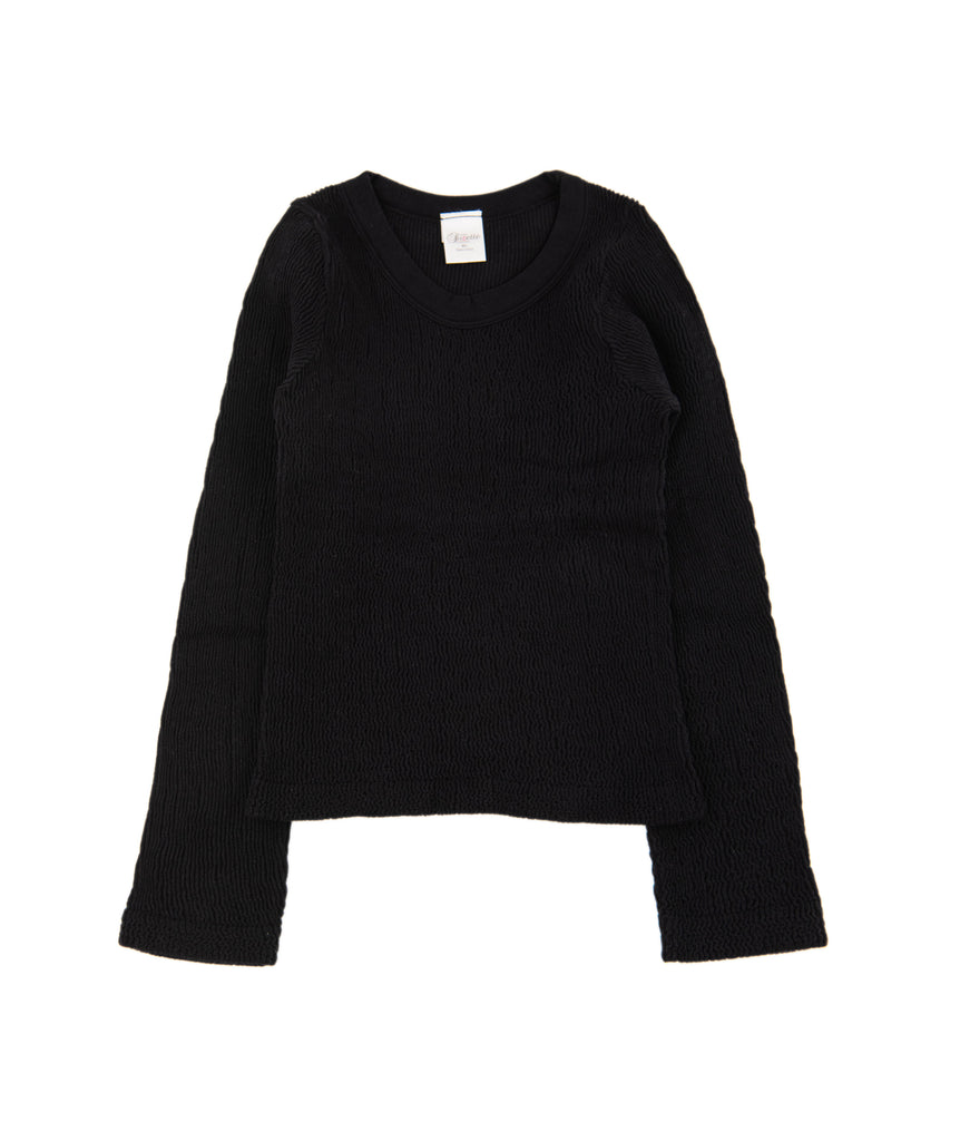 Jacqui Smocked Long Sleeve Girls Girls Casual Tops Suzette Black Y S/M (8-10) 
