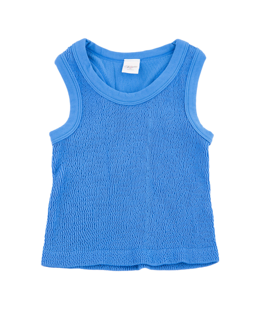 Rosie Smocked Tank Girls Girls Casual Tops Suzette Cool Blue Y S/M (8-10) 