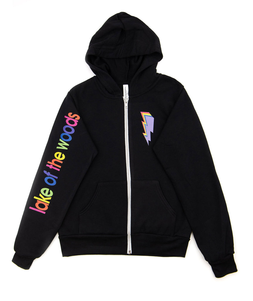 Rainbow Bolt Camp Zip Hoodie Custom Frankie's Custom Shop Black Y/6/8 