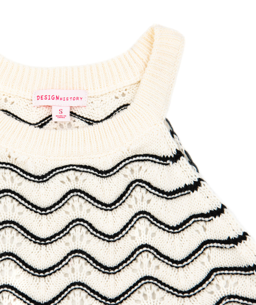 Design History Girls Zig Zag Striped Sweater Tank Girls Casual Tops Design History Girls   