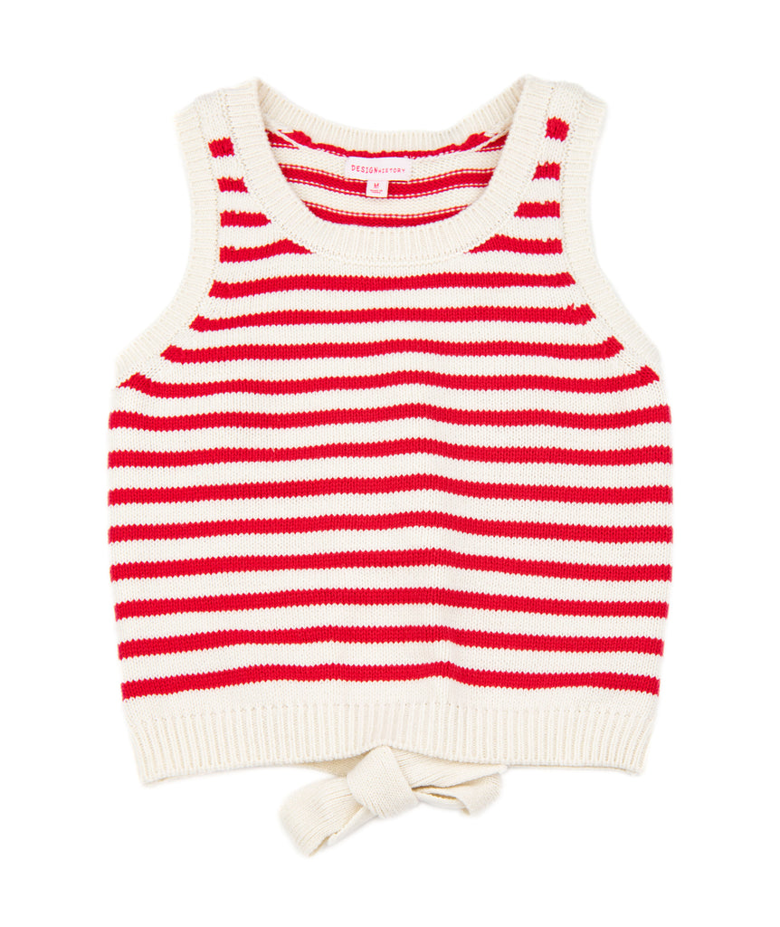 Design History Girls Red Striped Sweater Tank Girls Casual Tops Design History Girls   